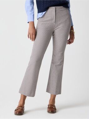 J.Crew Kelsey Kickout Flare Crop Pant Brown Navy Houndstooth Check Sz 4
